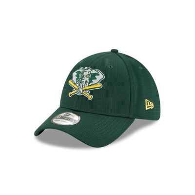 Green Oakland Athletics Hat - New Era MLB Clubhouse Collection 39THIRTY Stretch Fit Caps USA7843691